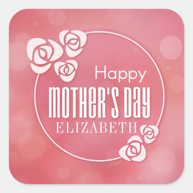 Elegant Personalized Happy Mother's Day Sticker (Front)