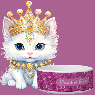 Elegant Personalized Hot Pink Glitter Faux Sequin  Bowl