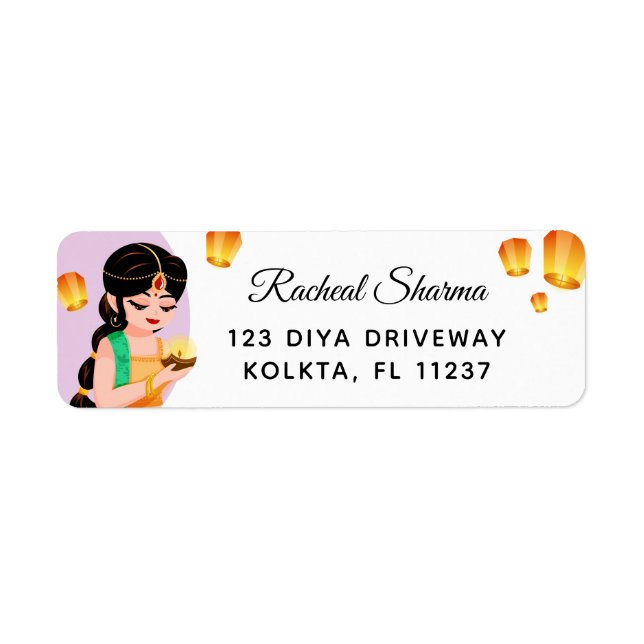 Elegant Personalized Indian Girl Diwali (Front)
