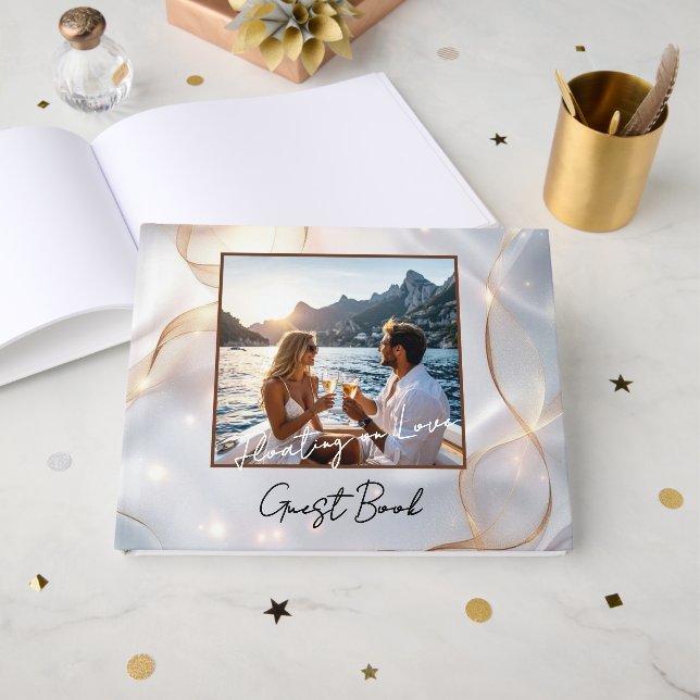 Elegant Personalized Keepsake for Romantic Celebra Guest Book (Front Open)