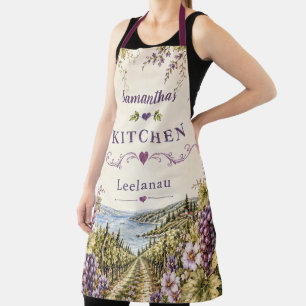 Elegant Personalized Leelanau Vineyard Kitchen Apron