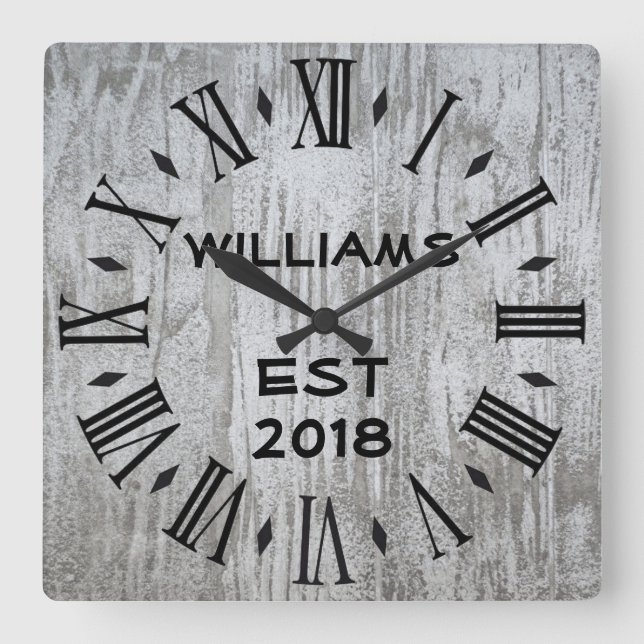 Elegant Personalized Light Wood Square Wall Clock (Front)