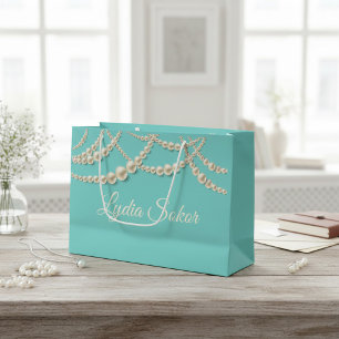 Elegant Personalized Luxury Gift Bag with Pearls 