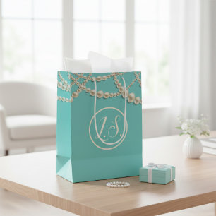 Elegant Personalized Luxury Gift Bag with Pearls 