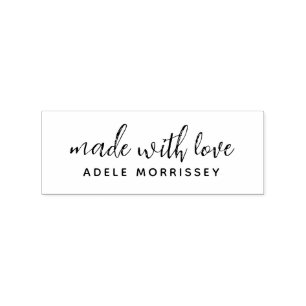 Elegant Personalized Made With Love Rubber Stamp
