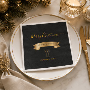 Elegant Personalized Merry Christmas Napkins