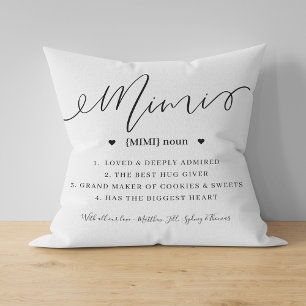 Elegant Personalized Mimi Definition Keepsake Throw Pillow