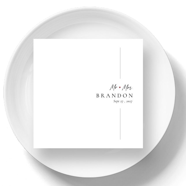 Elegant Personalized Minimalist Mr. & Mrs. Wedding Napkin (Elegant Personalized Minimalist Mr. & Mrs. Wedding Napkins)