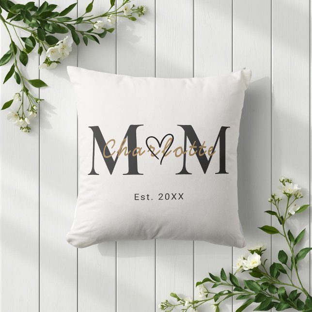 Elegant Personalized Mom Name Est Year Pillow (Creator Uploaded)