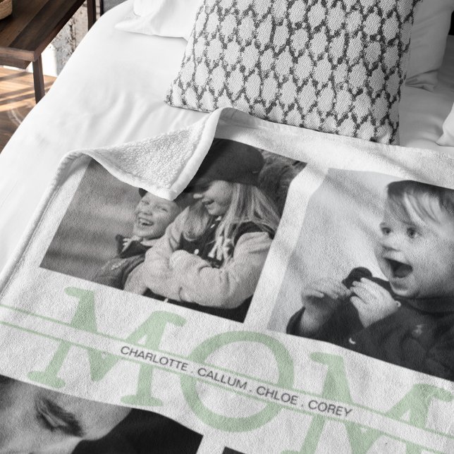 Elegant Personalized Mom Photo Collage Fleece Blanket (Creator Uploaded)