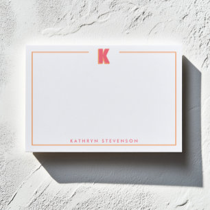 Elegant Personalized Monogram 3D Letter K Initial Post-it Notes