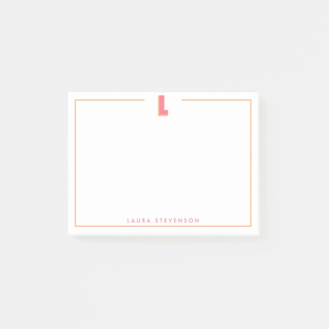 Elegant Personalized Monogram 3D Letter L Initial  Post-it Notes (Front)