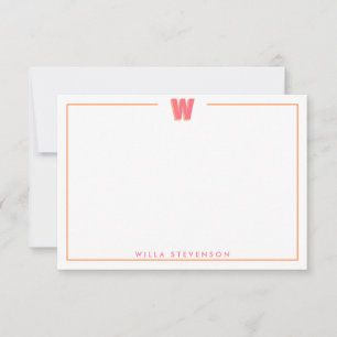 Elegant Personalized Monogram 3D Letter W Initial  Card