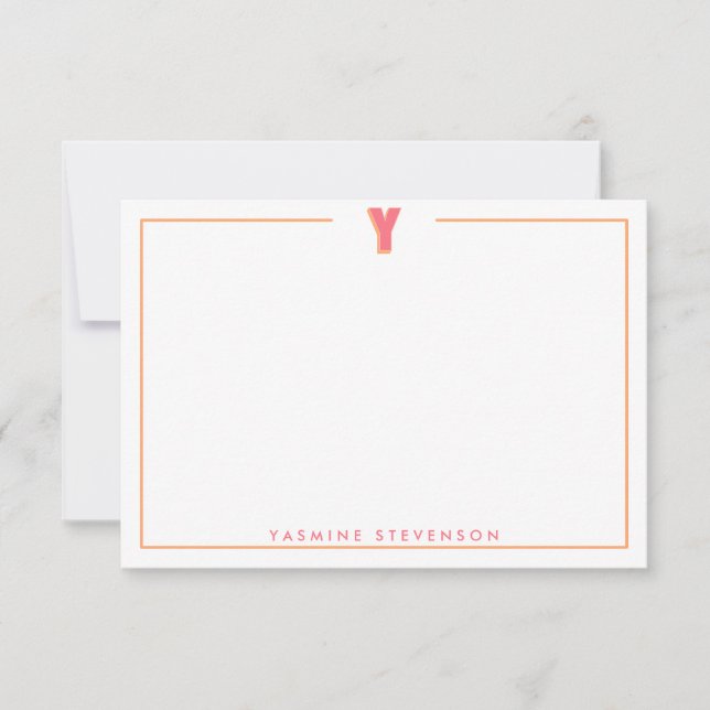 Elegant Personalized Monogram 3D Letter Y Initial  Card (Front)