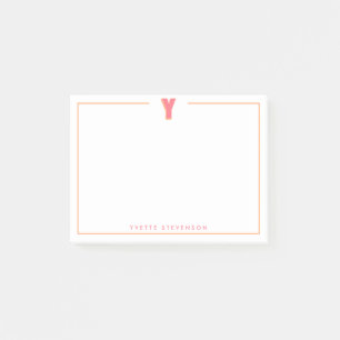 Elegant Personalized Monogram 3D Letter Y Initial Post-it Notes