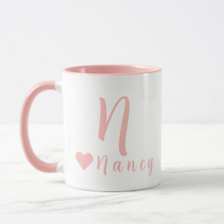 Elegant Personalized Monogram and Name in Pink Mug