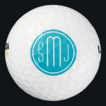 Elegant Personalized Monogram and Scuba Blue Frame Golf Balls<br><div class="desc">Preppy monogram. Circle Frame. Elegant Scuba Blue. Design by José Ricardo</div>