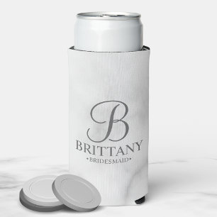 Elegant Personalized Monogram Bridesmaid Seltzer C Seltzer Can Cooler