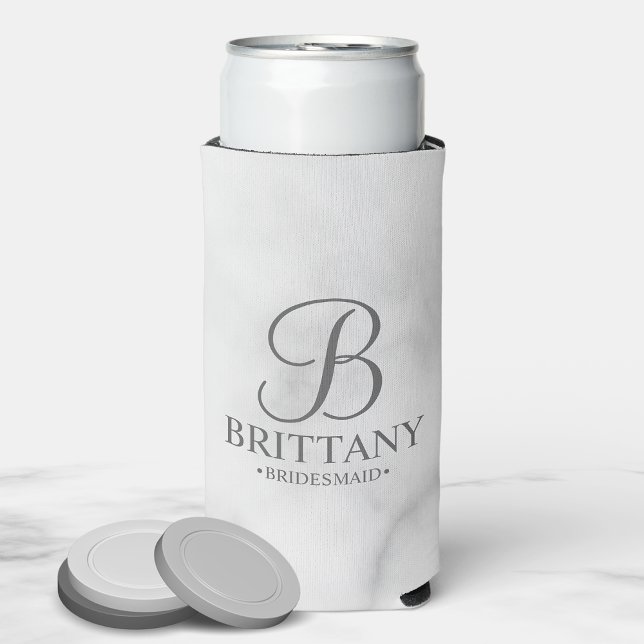 Elegant Personalized Monogram Bridesmaid Seltzer C Seltzer Can Cooler (Creator Uploaded)