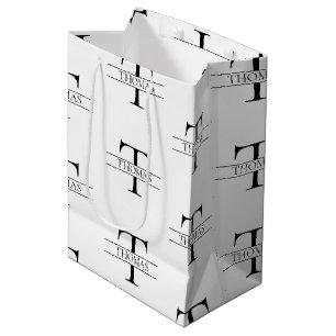 Elegant Personalized Monogram Custom Name Pattern Medium Gift Bag