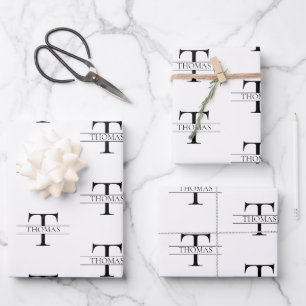 Elegant Personalized Monogram Custom Name Pattern Wrapping Paper Sheet