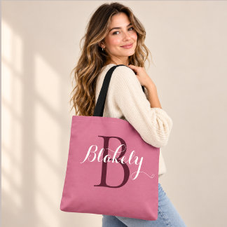 Elegant Personalized Monogram | Feminine Custom Tote Bag