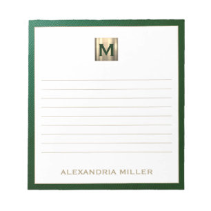 Elegant Personalized Monogram Lined Notepad