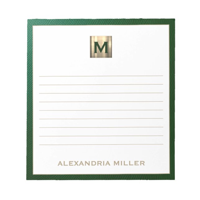 Elegant Personalized Monogram Lined Notepad (Front)