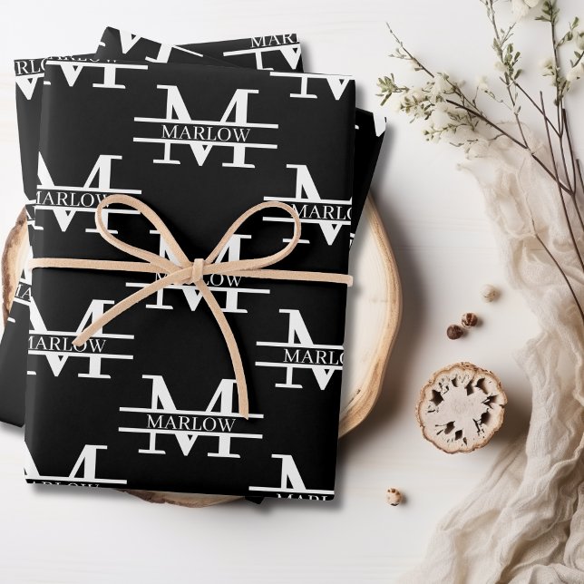 Elegant Personalized Monogram Name Custom Wrapping Paper Sheet (Elegant Personalized Monogram Name Custom Wrapping Wrapping Paper Sheets)