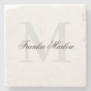 Elegant Personalized Monogram Script Name Classic  Stone Coaster