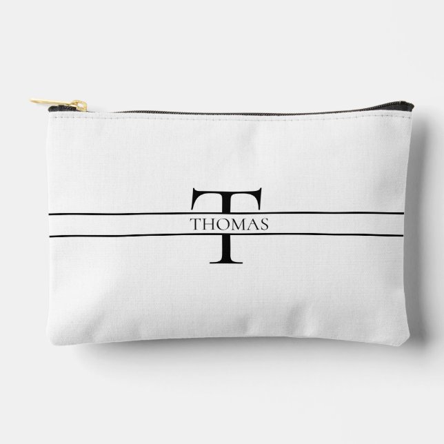 Elegant Personalized Monogrammed Custom Name Accessory Pouch (Front)