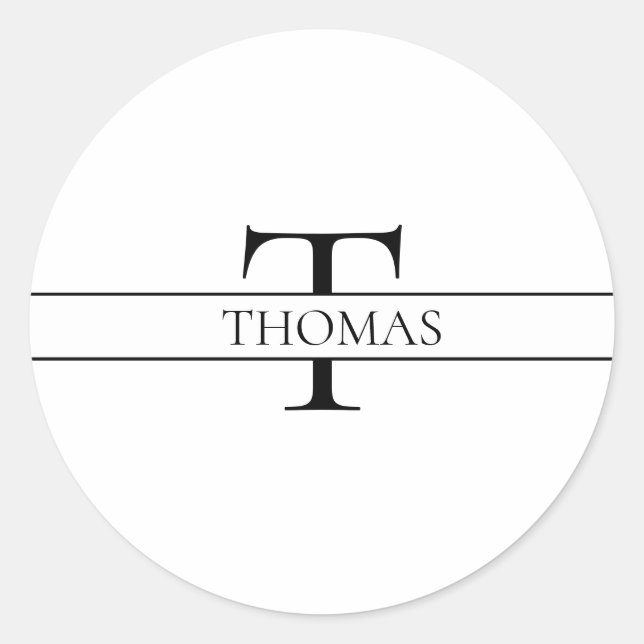 Elegant Personalized Monogrammed Custom Name Classic Round Sticker (Front)