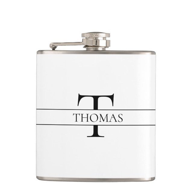 Elegant Personalized Monogrammed Custom Name Hip Flask (Front)