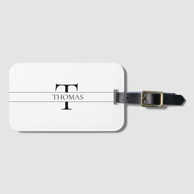 Elegant Personalized Monogrammed Custom Name Luggage Tag (Front Horizontal)