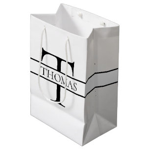 Elegant Personalized Monogrammed Custom Name  Medium Gift Bag