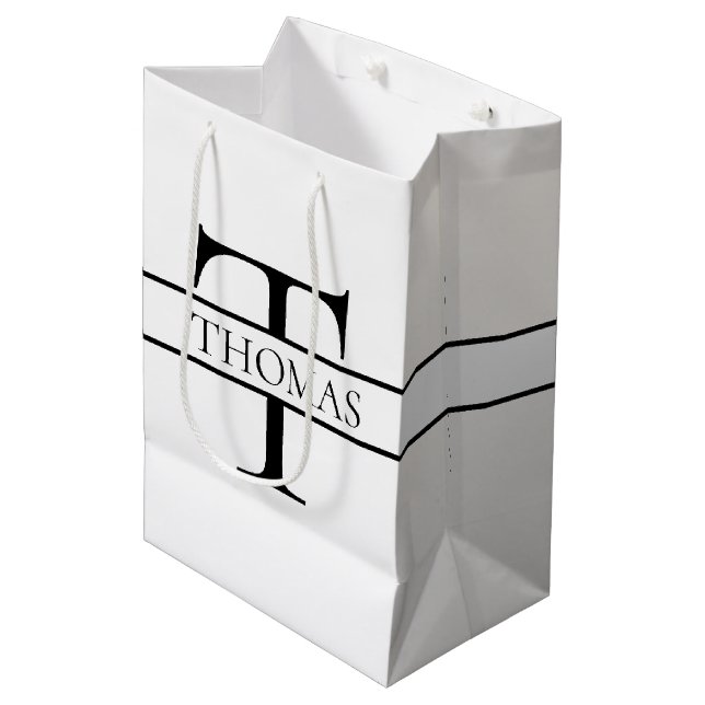 Elegant Personalized Monogrammed Custom Name  Medium Gift Bag (Front Angled)