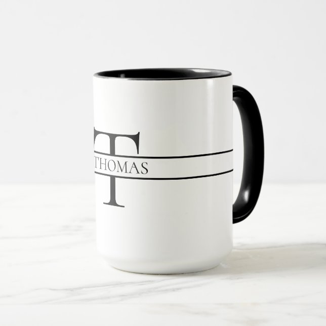 Elegant Personalized Monogrammed Custom Name Mug (Front Right)