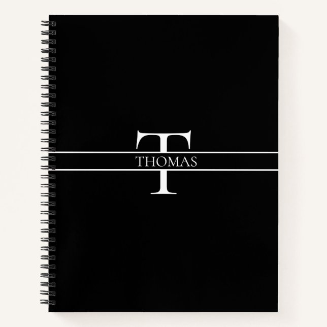 Elegant Personalized Monogrammed Custom Name  Notebook (Front)