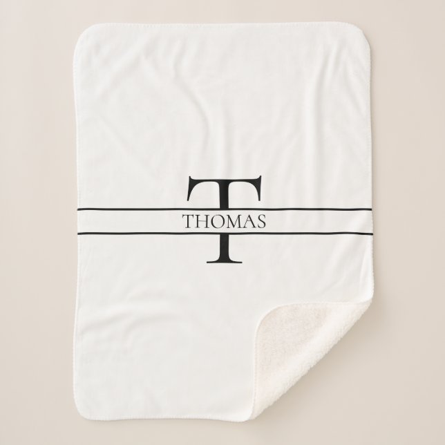 Elegant Personalized Monogrammed Custom Name Sherpa Blanket (Front)