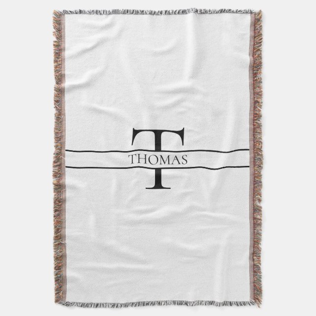 Elegant Personalized Monogrammed Custom Name Throw Blanket (Front Vertical)