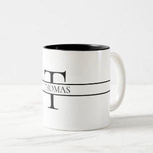 Elegant Personalized Monogrammed Custom Name Two-Tone Coffee Mug