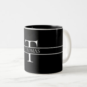 Elegant Personalized Monogrammed Custom Name  Two-Tone Coffee Mug