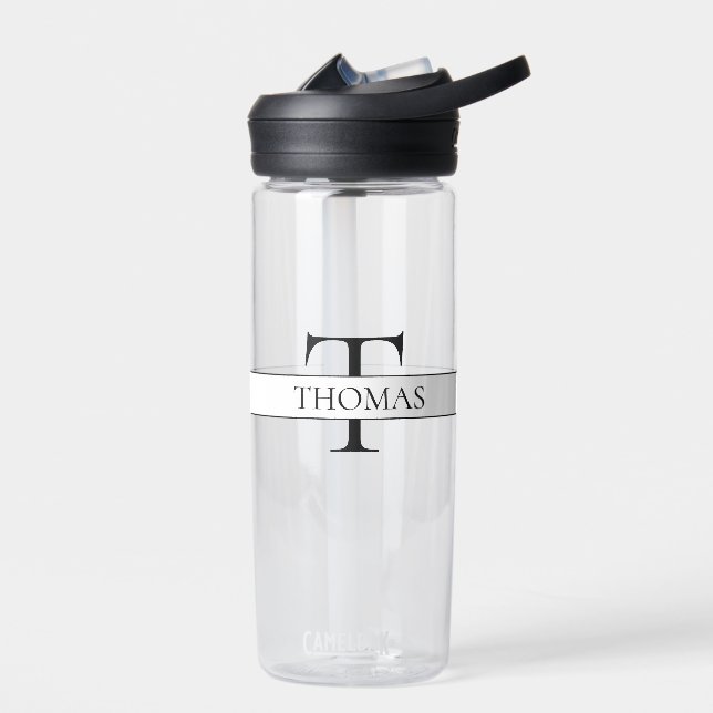 Elegant Personalized Monogrammed Custom Name Water Bottle (Left)