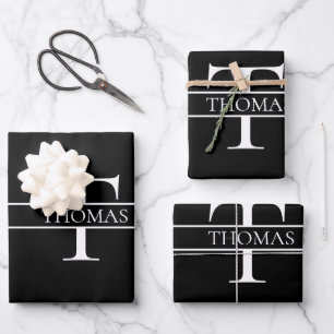 Elegant Personalized Monogrammed Custom Name  Wrapping Paper Sheet