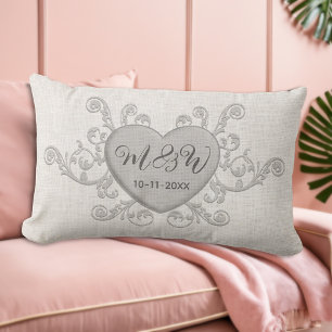 Elegant Personalized Monograms Wedding Gift Pillow