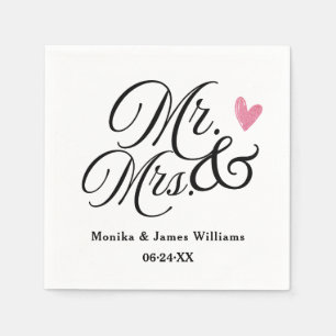 Elegant Personalized Mr and Mrs Wedding Monogram Napkin