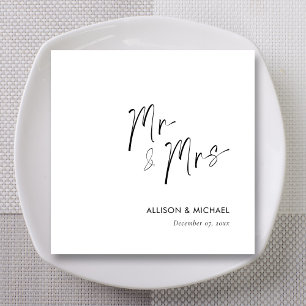 Elegant Personalized Mr & Mrs Wedding Napkins