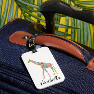 Elegant personalized Multi coloured Giraffe Luggage Tag