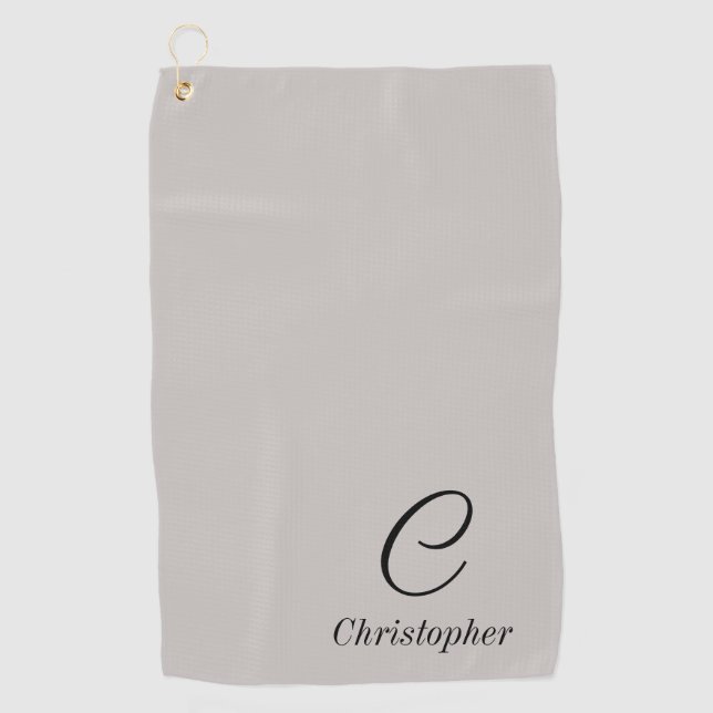Elegant Personalized Name and Initial Golf Towel (Front)