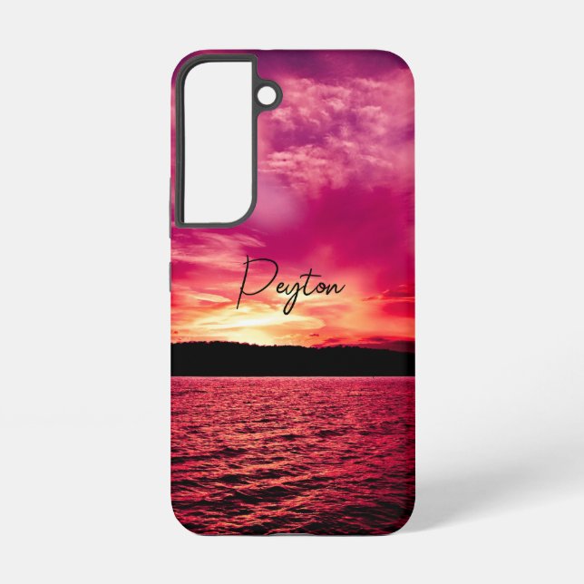 Elegant Personalized Name Dusk Sunset Water Samsung Galaxy S22 Case (Back)
